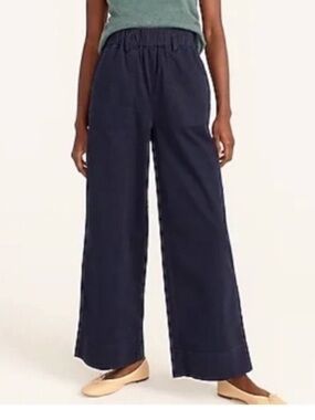 J Crew navy blue wide leg pull on chino XLT